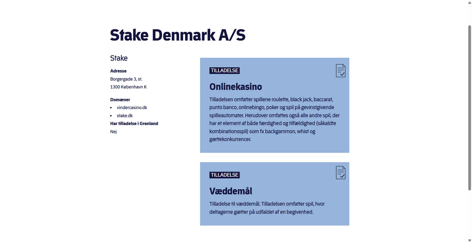 Stake Denmark AS dansk licens